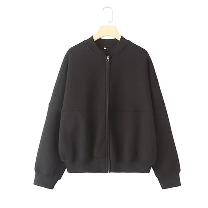 Elevate Your Style with the HH Women's Fall 2-Piece Retro Zip Bomber Jacket and High Waist Wide Leg Pants Set