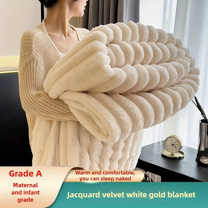 Indulge in Luxury: Ultra-Soft Faux Rabbit Fur Throw Blanket - Fluffy, Warm, and Perfect for Your Sofa or Bed in Spring and Autumn
