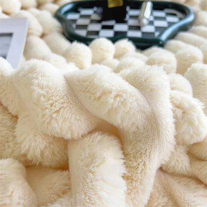 Indulge in Luxury: Ultra-Soft Faux Rabbit Fur Throw Blanket - Fluffy, Warm, and Perfect for Your Sofa or Bed in Spring and Autumn
